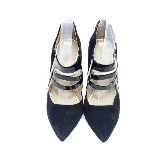 L.A.M.B. Gwen Stefani Black Suede Patent Leather Pointed Toe Heels Womens US 7M - Picture 3 of 9